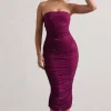 Astro | Dark Pink Embellished Bandeau Midi Dress