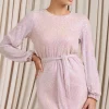 Astrological | Nude Mix Sequin Long Sleeve Mini Dress With Belt Detail