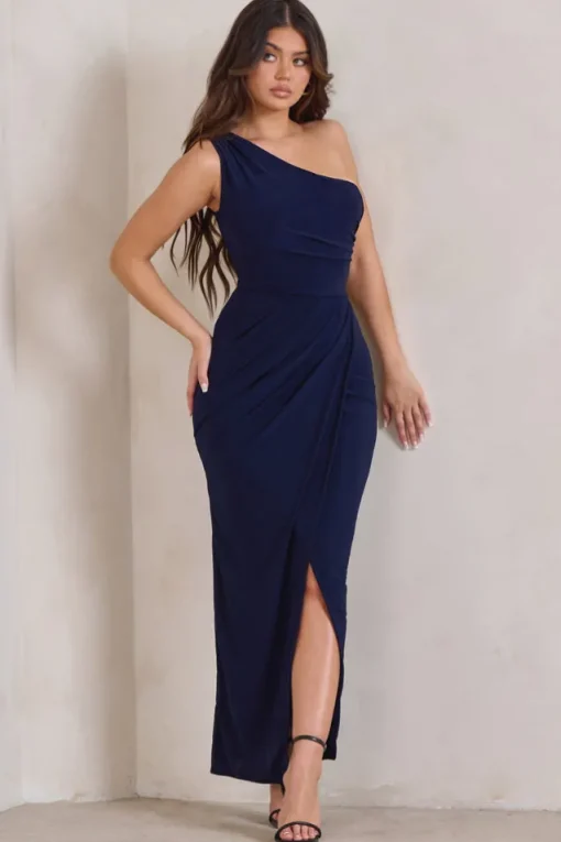 Athena | Navy One Shoulder Maxi Dress