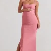 Aurelia | Pink Maternity Cami Maxi Dress With Split