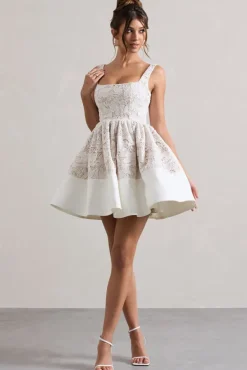 Ballet | Stone Lace Square-Neck Mini Dress
