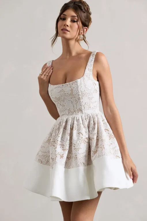 Ballet | Stone Lace Square-Neck Mini Dress