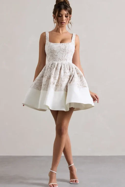 Ballet | Stone Lace Square-Neck Mini Dress