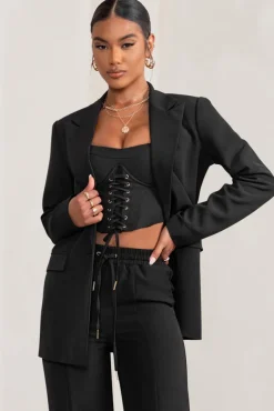 Barbie Girl | Black Single Breasted Oversized Blazer