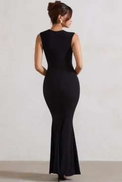 Behind The Scenes | Black Sleeveless Cut-Out Maxi Dress