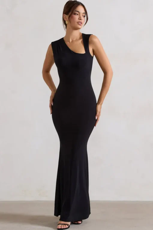 Behind The Scenes | Black Sleeveless Cut-Out Maxi Dress