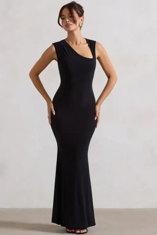 Behind The Scenes | Black Sleeveless Cut-Out Maxi Dress