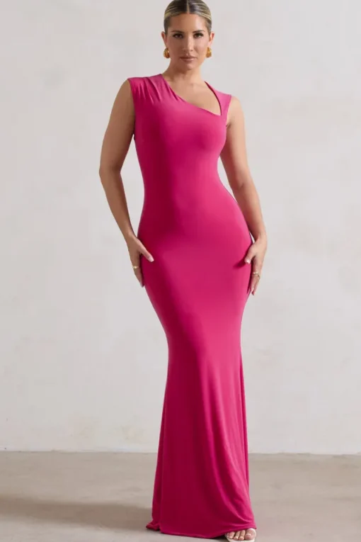 Behind The Scenes | Dark Pink Sleeveless Cut-Out Maxi Dress