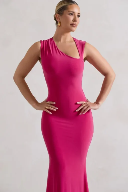 Behind The Scenes | Dark Pink Sleeveless Cut-Out Maxi Dress