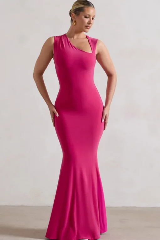 Behind The Scenes | Dark Pink Sleeveless Cut-Out Maxi Dress