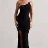 Belle | Black One Shoulder Fishtail Maxi Dress