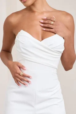 Bellezza | White Bandeau Corset Wide Leg Jumpsuit