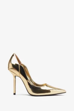 Blade | Gold Metallic Court Heels With Scallop Edge