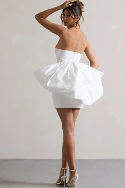 Bladen | Cream Bandeau Mini Dress With Detachable Bow Skirt