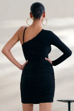 Bogota | Black Cut Out Ruched Mini Dress