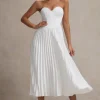 Bordeaux | Cream Satin Corset Style Midi Dress