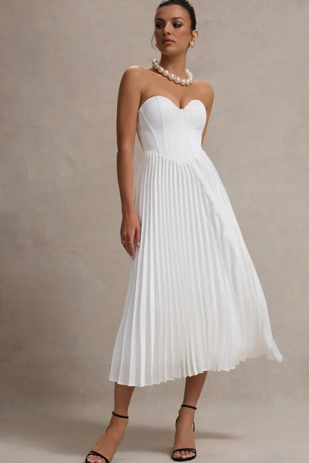 Bordeaux | Cream Satin Corset Style Midi Dress