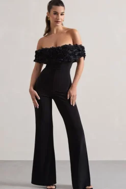 Botanique | Black Floral Bardot Jumpsuit