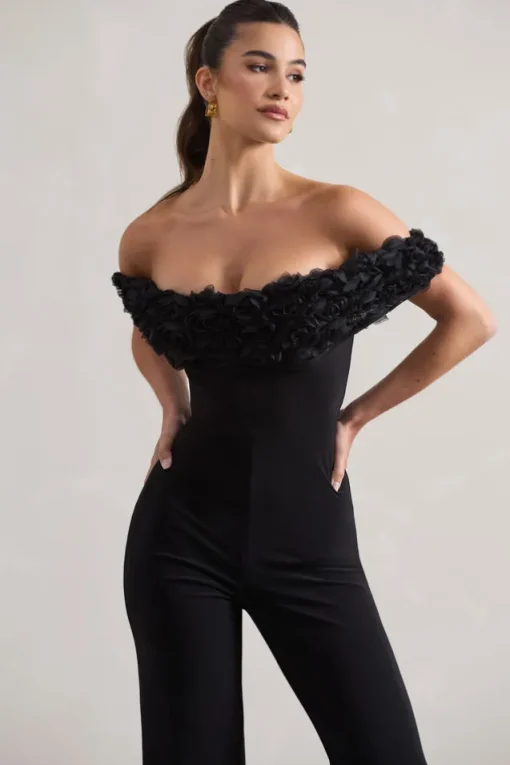 Botanique | Black Floral Bardot Jumpsuit