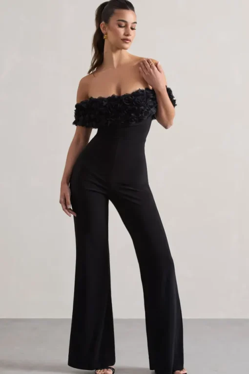 Botanique | Black Floral Bardot Jumpsuit