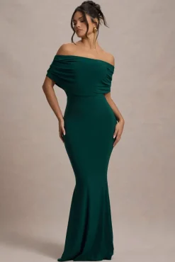 Bowden | Bottle Green Bardot Maxi Dress