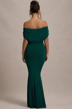 Bowden | Bottle Green Bardot Maxi Dress