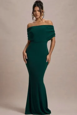 Bowden | Bottle Green Bardot Maxi Dress