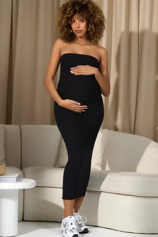 Bowie | Black Strapless Maternity Maxi Dress