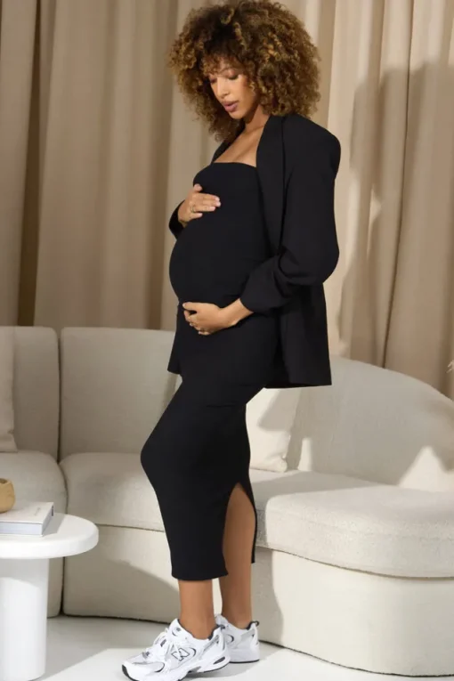 Bowie | Black Strapless Maternity Maxi Dress