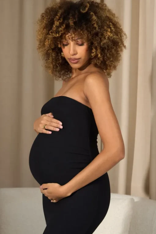 Bowie | Black Strapless Maternity Maxi Dress