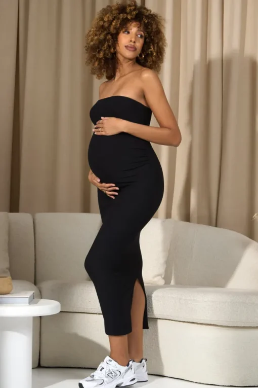 Bowie | Black Strapless Maternity Maxi Dress