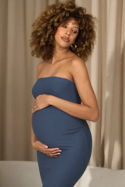Bowie | Vintage Blue Strapless Maternity Maxi Dress
