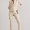 Brianca | Stone High-Waisted Split Wide-Leg Trousers