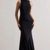 Brionna | Black High-Neck Twist Maxi Dress