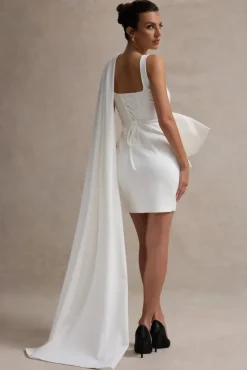 Brulee | Cream Scoop-Neck Sash Mini Dress With Bow