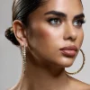 Bryony | Gold Diamante Hoop Earrings