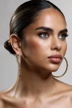 Bryony | Gold Diamante Hoop Earrings