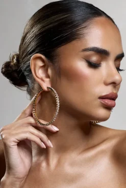 Bryony | Gold Diamante Hoop Earrings