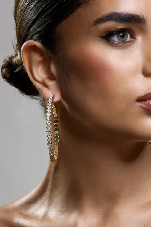Bryony | Gold Diamante Hoop Earrings