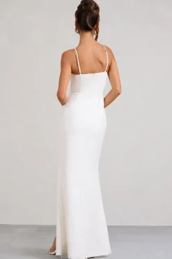 Buttercup | White Strappy Floral Split Maxi Dress