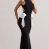 By Your Side | Black Cut-Out Split Maxi Dress With Bows