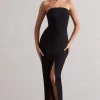 Cailin | Black Strapless Split Maxi Dress