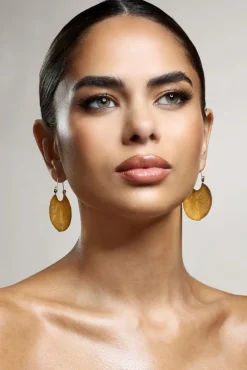 Calista | Gold Textured Disc Earrings