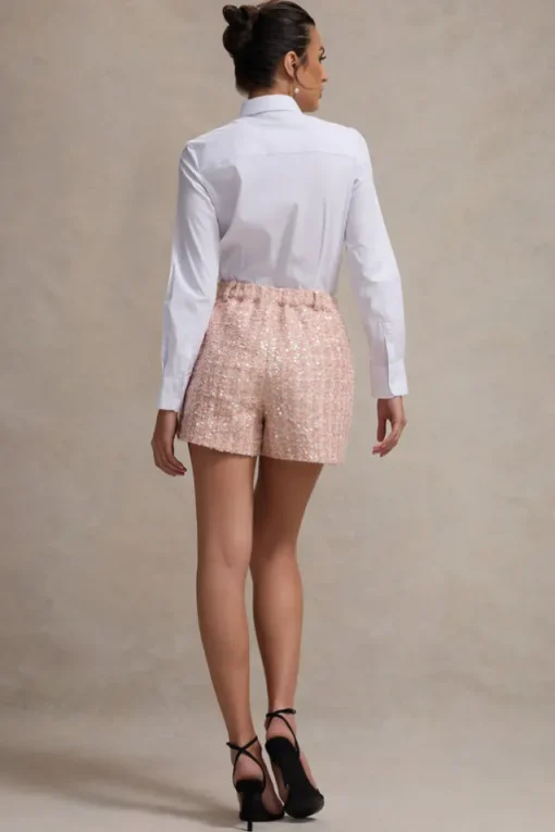 Cambridge | Pink Boucle Tailored Shorts