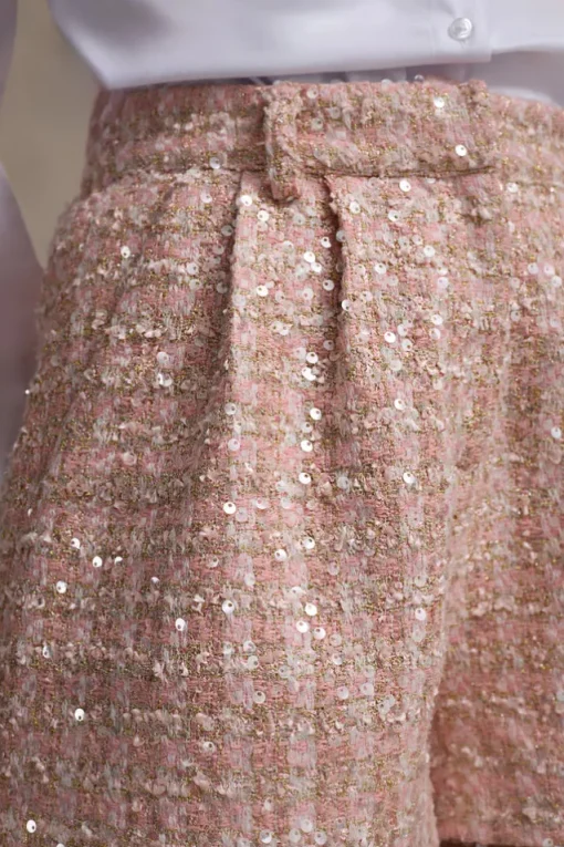Cambridge | Pink Boucle Tailored Shorts
