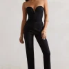Camden | Black Corset Style Tailored Straight-Leg Jumpsuit
