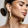 Carmel | Gold Textured Abstract Disc Earrings