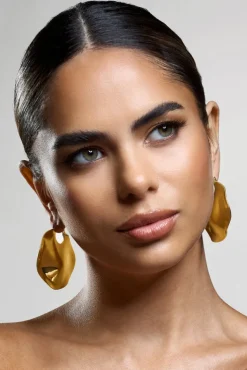 Carmel | Gold Textured Abstract Disc Earrings
