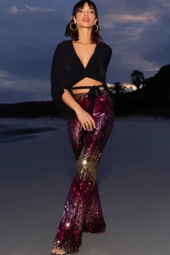 Carnival | Pink u0026 Gold Sequin Flared-Leg Trousers