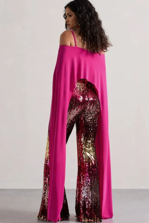 Carnival | Pink u0026 Gold Sequin Flared-Leg Trousers